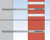 Spouwhaak met plug 285 mm gemonteerd